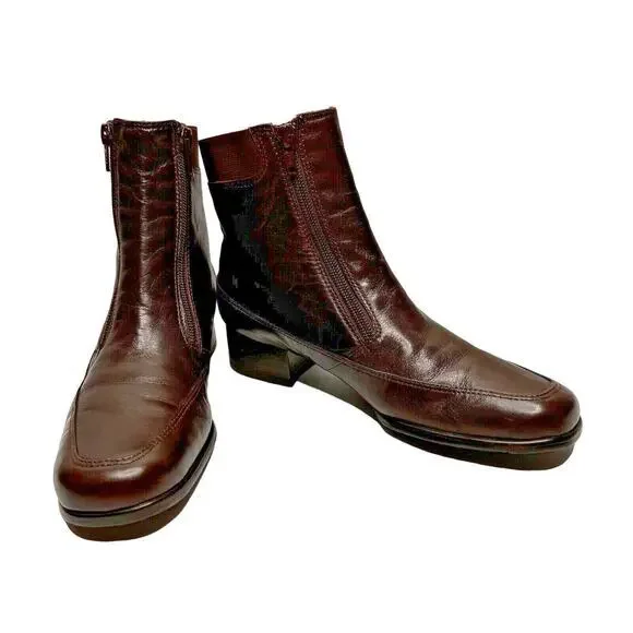 Ros Hammerson Womens Boots 7N Ankle Height Brown Leather Zip Butter Soft Booties - Picture 1 of 15